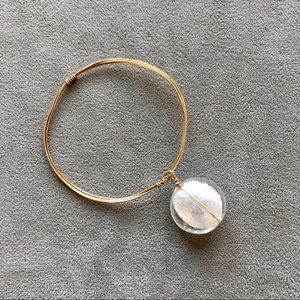 Gold Bangle with Crystal Drop